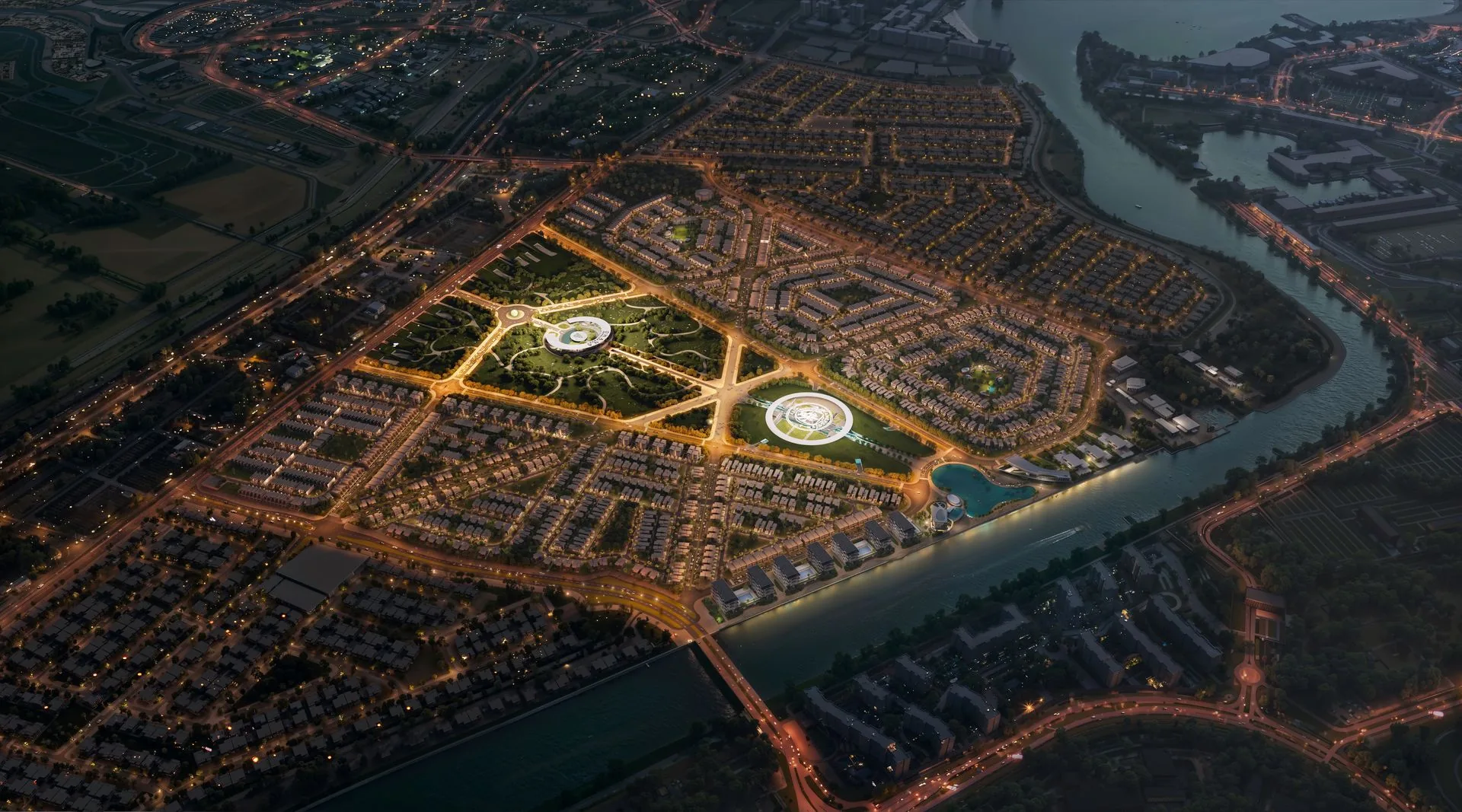 Manchester City Yas Residences masterplan night view